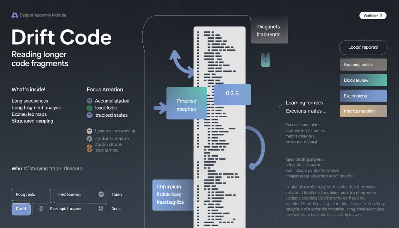 Interface for analyzing code fragments with features like focus annotation and long fragment analysis.