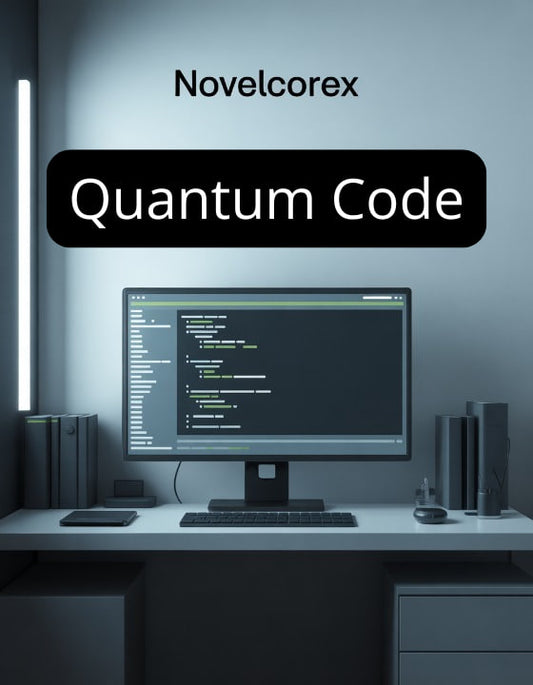 Computer monitor on a desk with 'Novelcorex Vertex Guide' text above it.